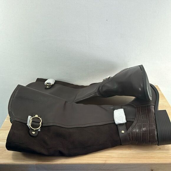 Karen Scott Leandraa Wide-Calf Riding Boots- Dark Brown- Size 7.5 M - Picture 2 of 5